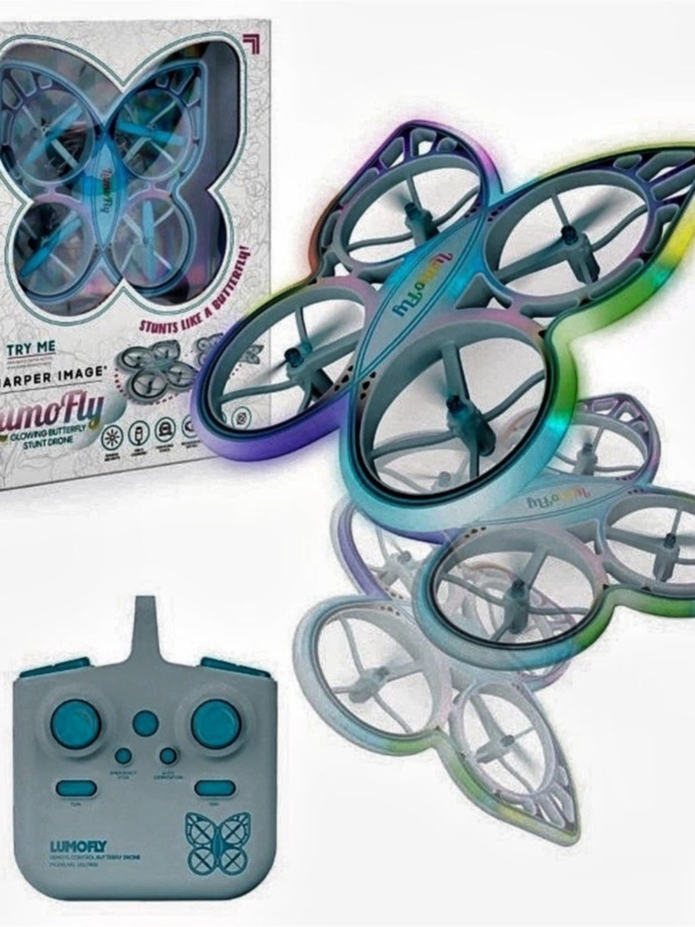 Sharper Image LumoFly Glowing Butterfly Stunt Drone Blue & Purple